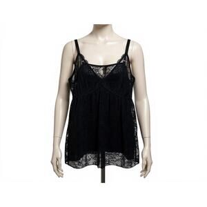 Torrid Curves Babydoll Cami Lace Fairy Grunge Coquette Black Top Semi Sheer 4X